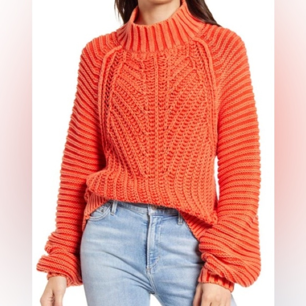 Free People Sweetheart Mock Neck Sweater in color Love Glare Size Small